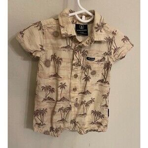 Volcom Baby Boy Palm Tree Linen Romper, Size 0-3 months, Size Newborn